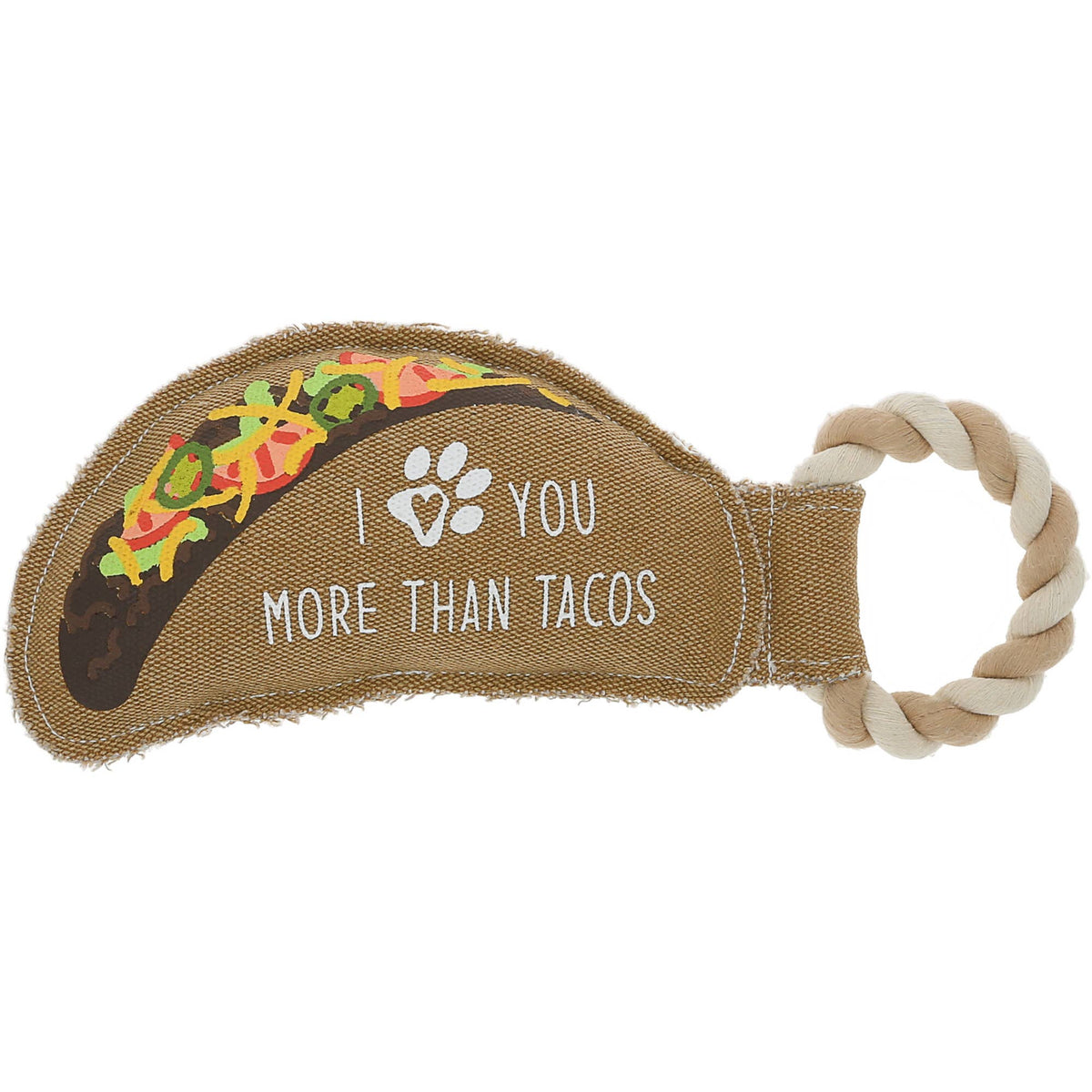 Tacos - 10.75" Canvas Dog Toy on Rope