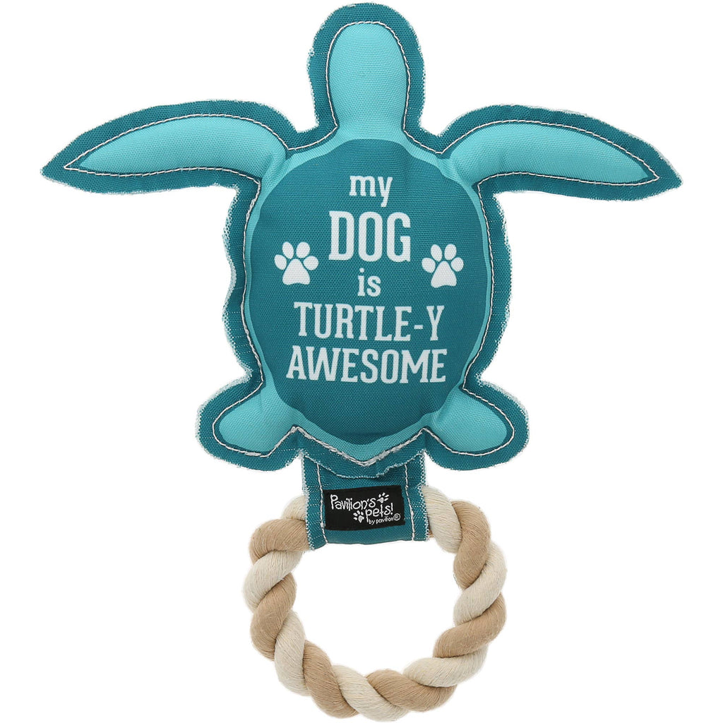 Turtle-y Awesome - 9" Canvas Dog Toy on Rope