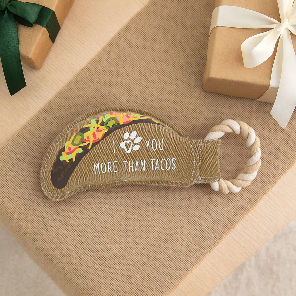 Tacos - 10.75" Canvas Dog Toy on Rope